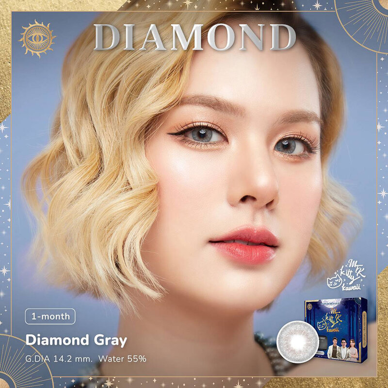 Kitty Kawaii Plus Contact Lens MTK Diamond Gray [1 Pair] #-0.50