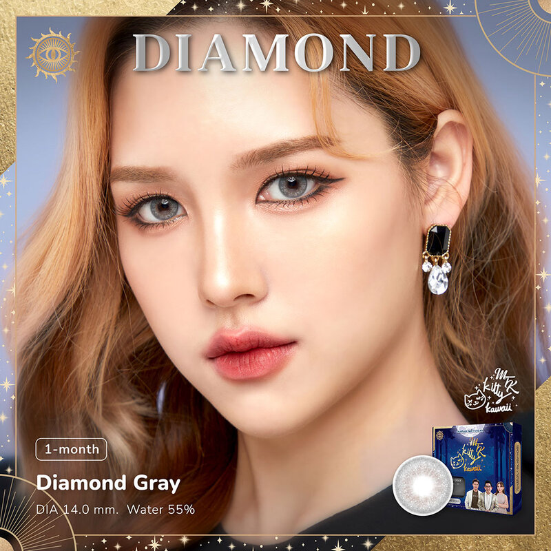 Kitty Kawaii Plus Contact Lens MTK Diamond Gray [1 Pair] #-0.50