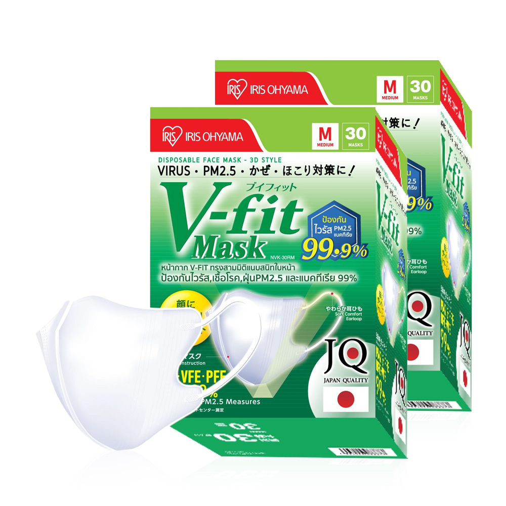 IRIS OHYAMA Disposable Face Mask Nvn - 30Rm Vfit [30pcs x 2 Boxes] #White