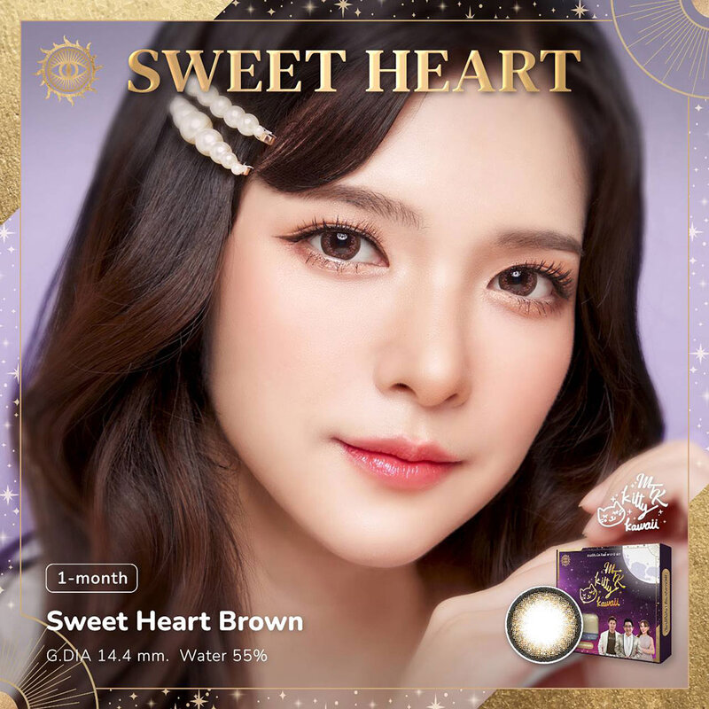 Kitty Kawaii Plus Contact Lens MTK SWEET HEART BROWN [1 Pair] #-7.50