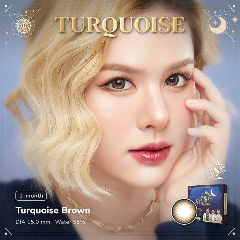 Kitty Kawaii Plus Contact Lens MTK TURQUOISE BROWN [1 Pair] #-8.00