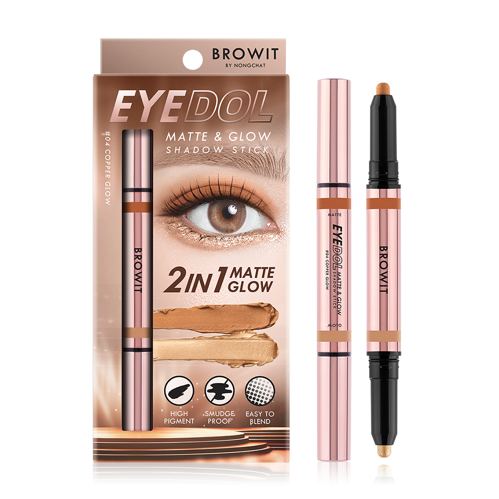 Browit Eyedol Matte & Glow Shadow Stick [0.5g + 0.5g] #04 Copper Glow