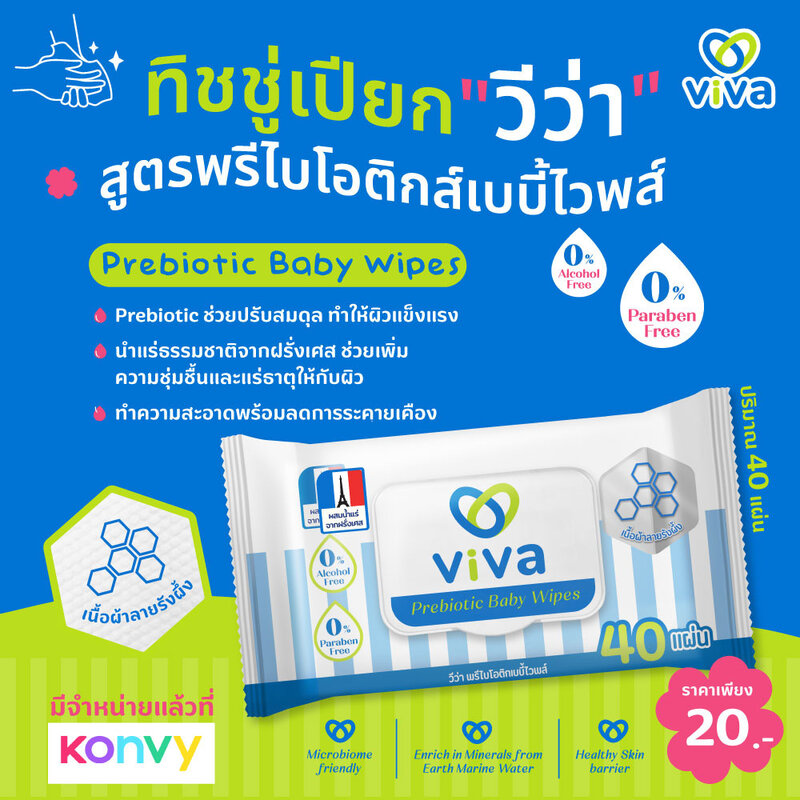 ViVa Prebiotic Baby Wipes 40 Sheets