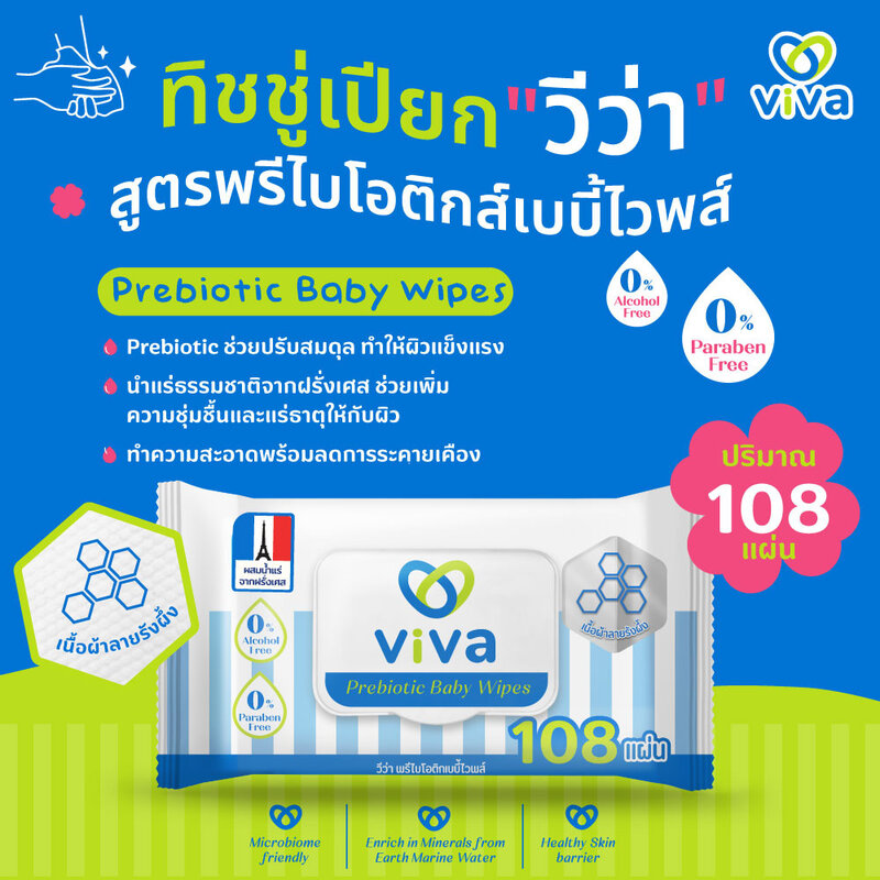 ViVa Prebiotic Baby Wipes 108 Sheets