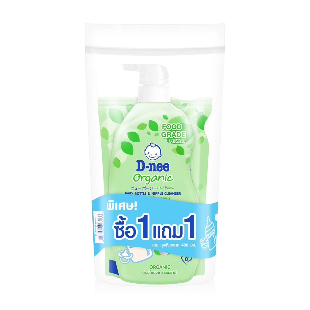 D-nee Baby Bottle & Nipple Liquid Cleanser Organic [600ml + 400ml]