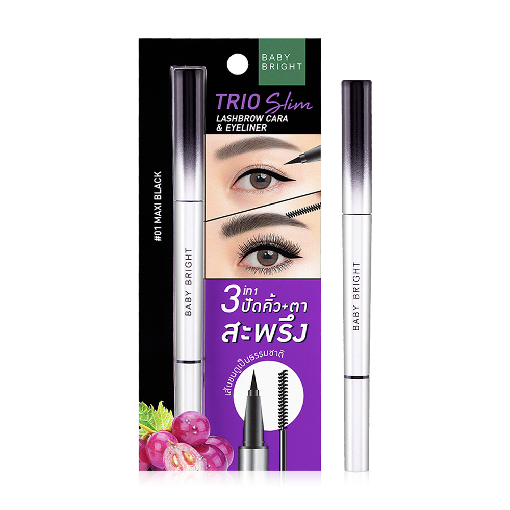 Baby Bright Trio Slim Lashbrow Cara & Eyeliner [2g x 0.5ml] #01 Maxi Black