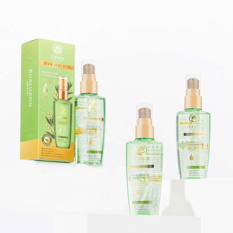 Bualuang Hair Serum Oil Refresh Hair & Enrich Dryness Essential Tea Tree Oil 85ml
