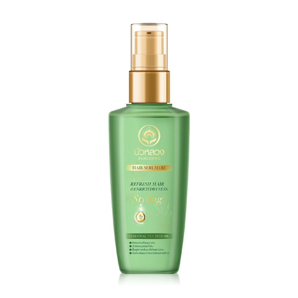 Bualuang Hair Serum Oil Refresh Hair & Enrich Dryness Essential Tea Tree Oil 85ml