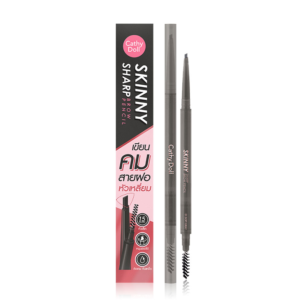 Cathy Doll Skinny Sharp Brow Pencil 0.06g #01 Soft Gray