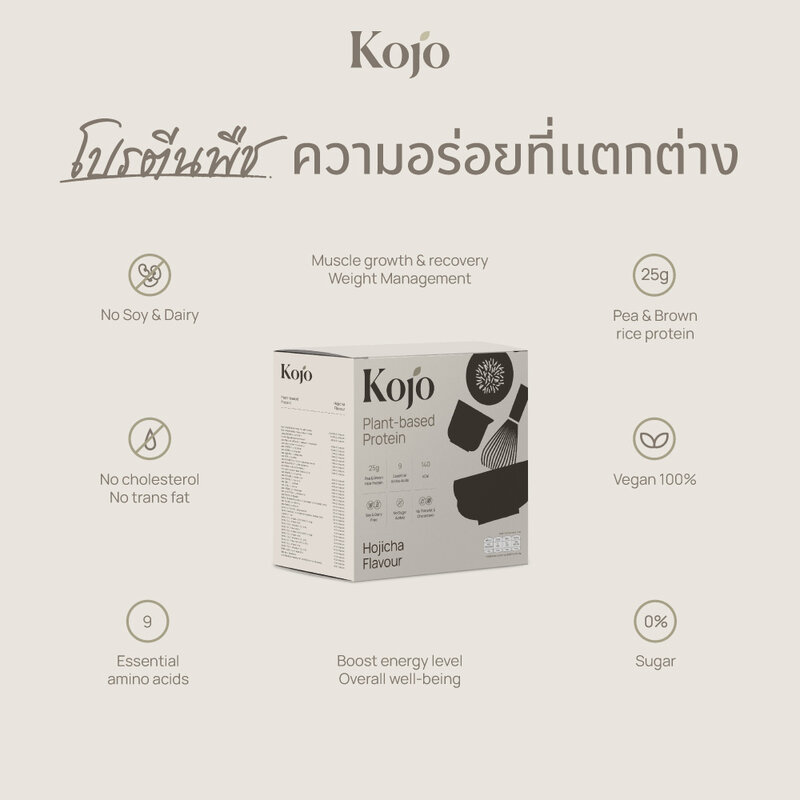 KOJO Plant Based Protein [35g x 10 Sachets] #Hojicha Flavour
