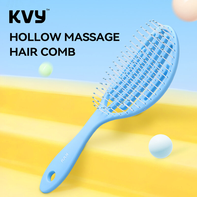 KVY Hollow Massage Hair Comb #Baby Blue
