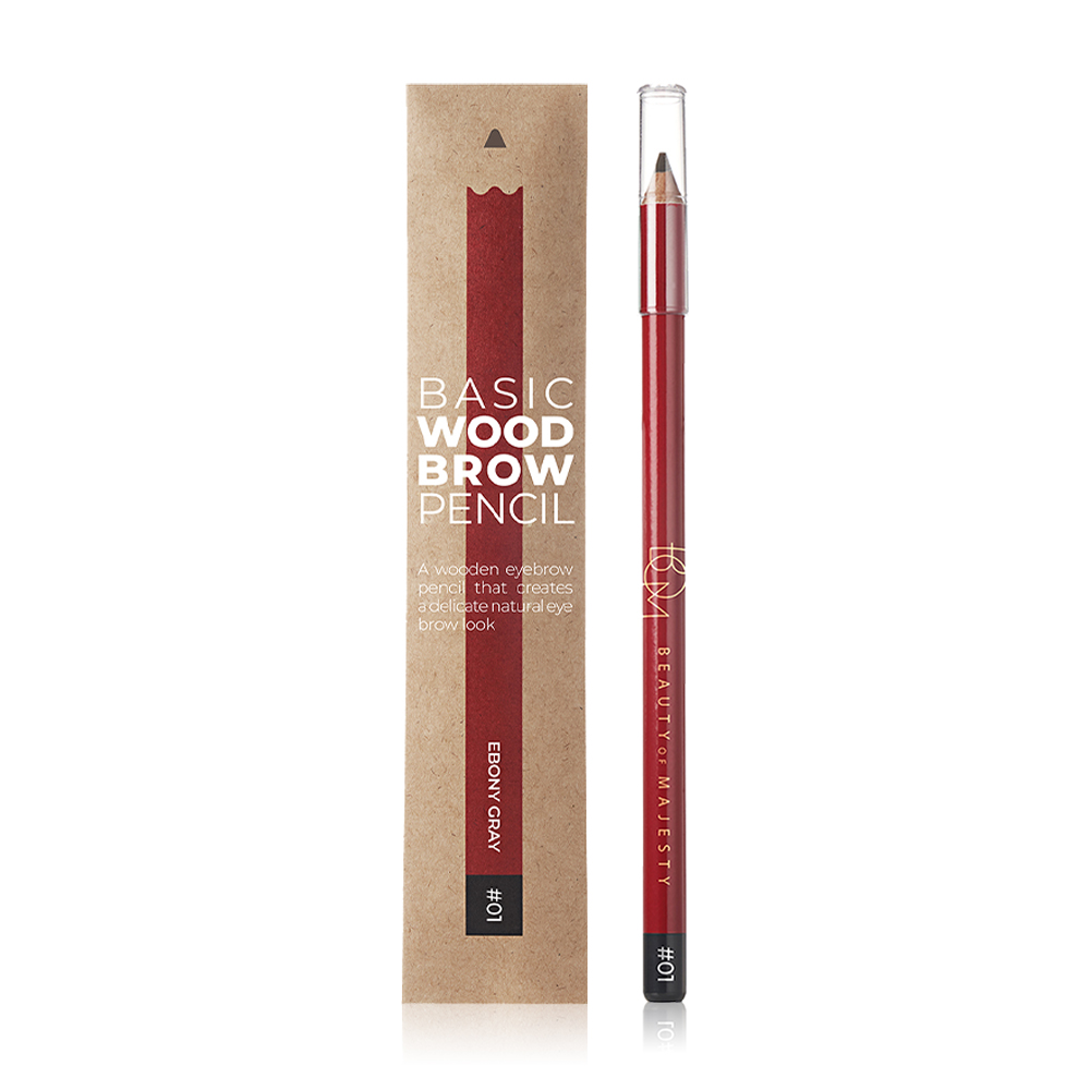 BOM Basic Wood Brow Pencil 1g #01 Ebony Gray