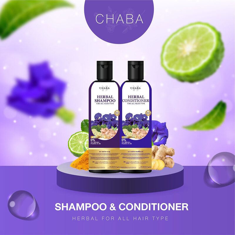 CHABA Set 2 Items Shampoo 300ml + Conditioner 300ml [Free! Hair Tonic 35ml]