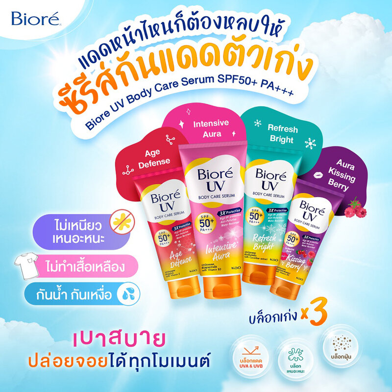 Biore UV Anti-Pollution Body Care Serum Intensive Aura SPF50+/PA+++ 50ml