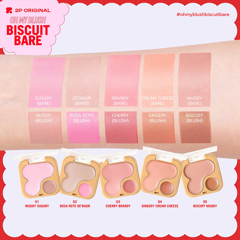 2P Original Oh My Blush Biscuit Bare 3.6g #02 Rosa Rote De’Naur
