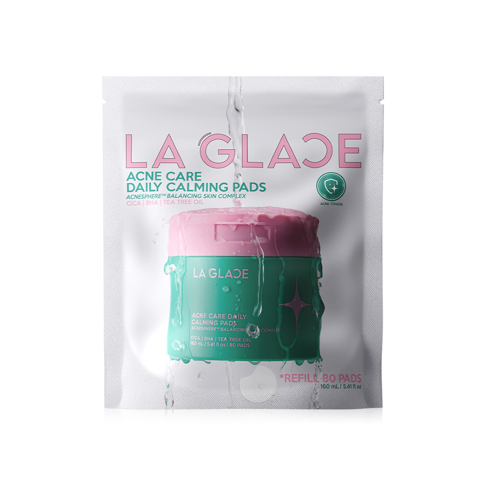 LA GLACE Acne Care Daily Calming Pads Acnesphere Balancing Skin Complex Refill Size 160ml [80 Pads]