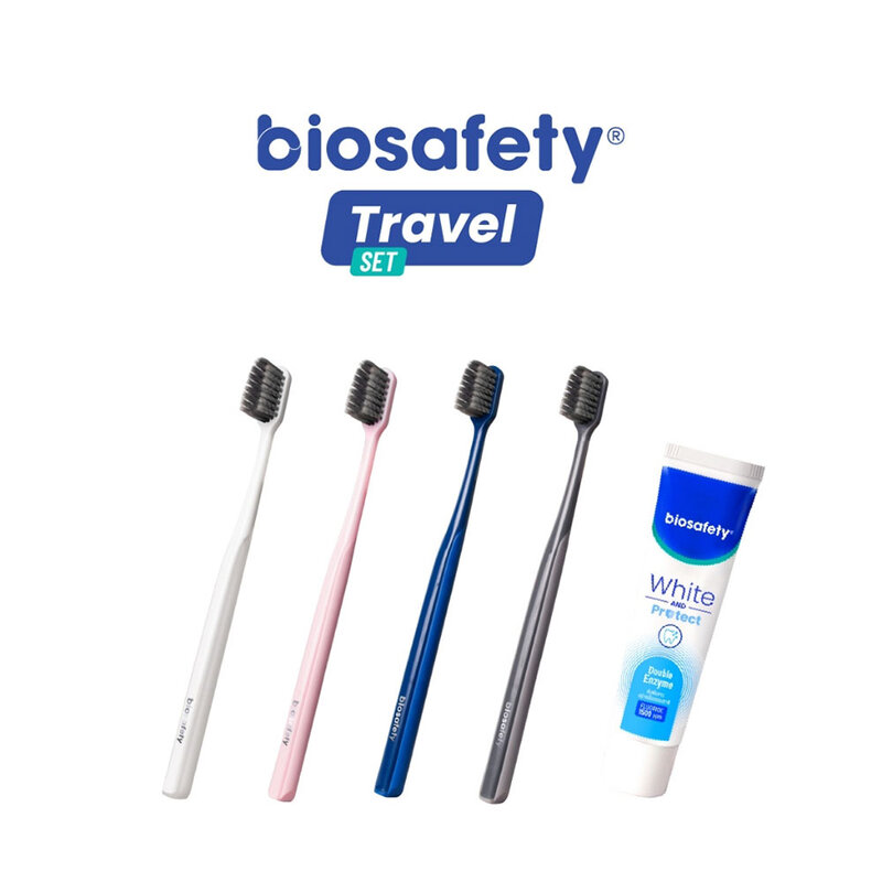 Biosafety Travel Set Ultra Charcoal Toothbrush Random Color 1pc + Biosafety White & Protect Toothpaste 20g