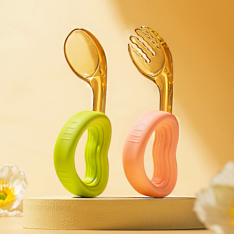 Hogokids Heart Shaped Fork And Spoon Set #Pink & Green