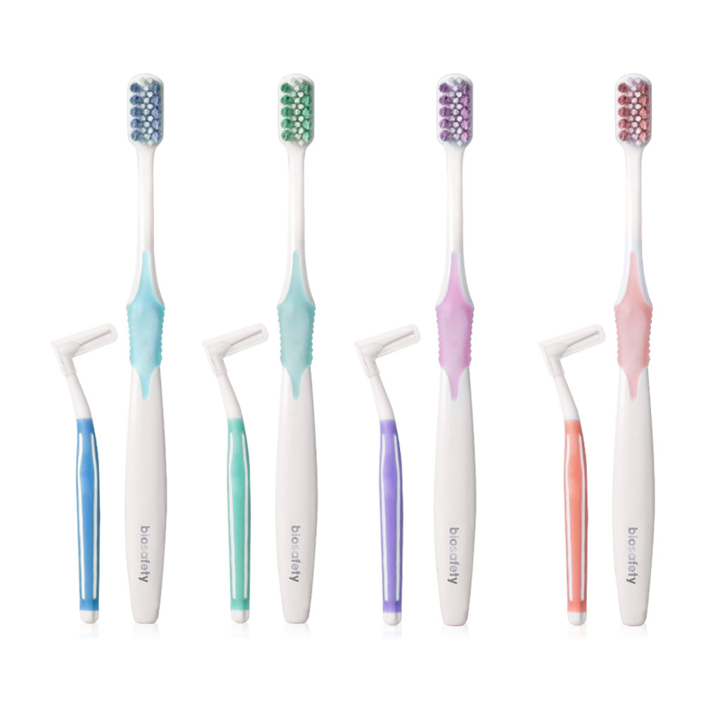 Biosafety Set 2 Items Orthodontic Toothbrush 1pc + Interdental Brush L Shape 1pc [Random Color]