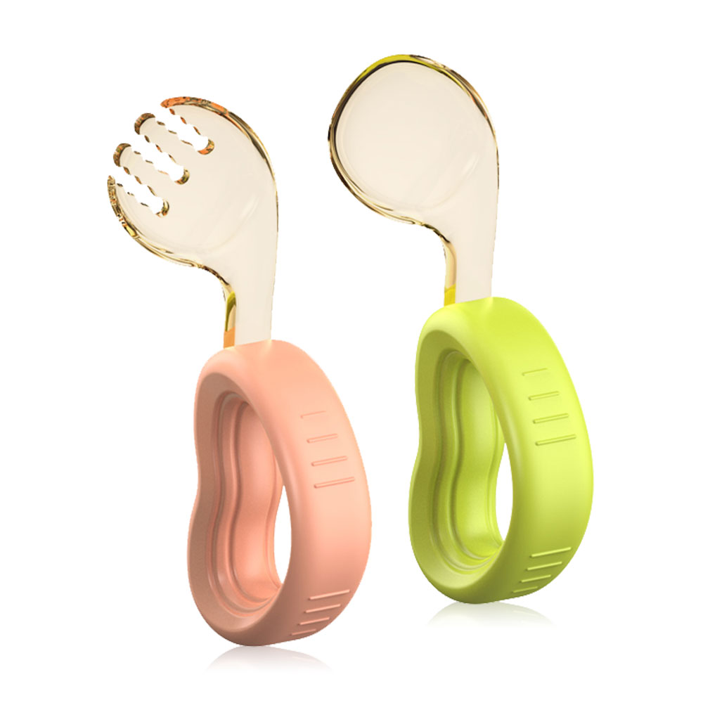 Hogokids Heart Shaped Fork And Spoon Set #Pink & Green