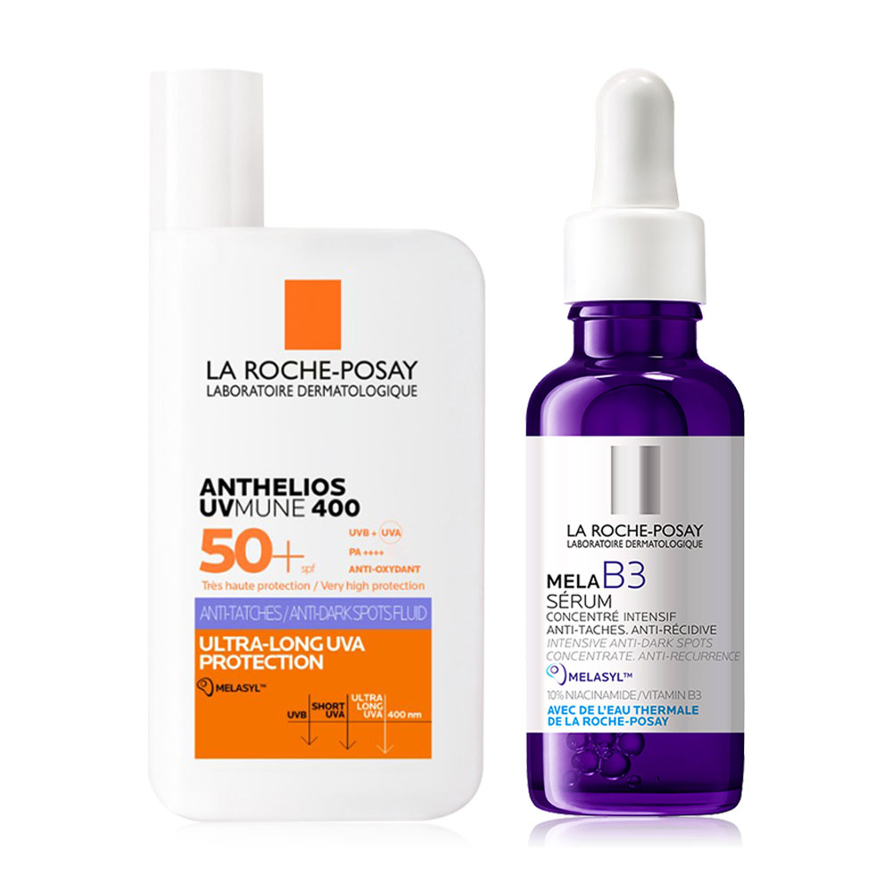 La Roche Posay Set 2 Items Mela B3 Serum 30ml+ Anthelios Uvmune400 Anti-Dark Spots Fluid SPF50+ PA++++ 50ml