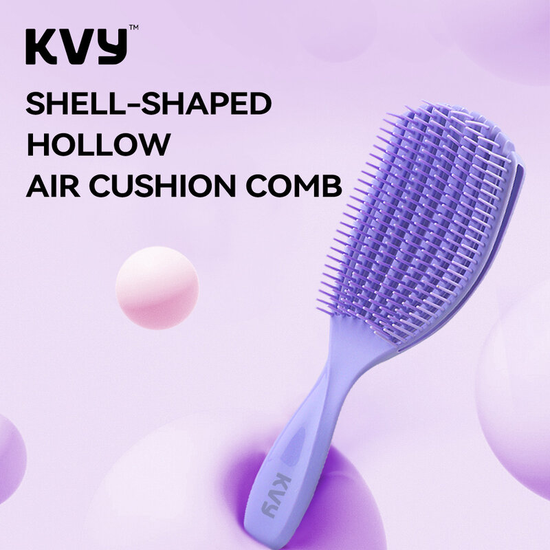 KVY Mini Shell-Shaped Hollow Air Cushion Comb #Purple
