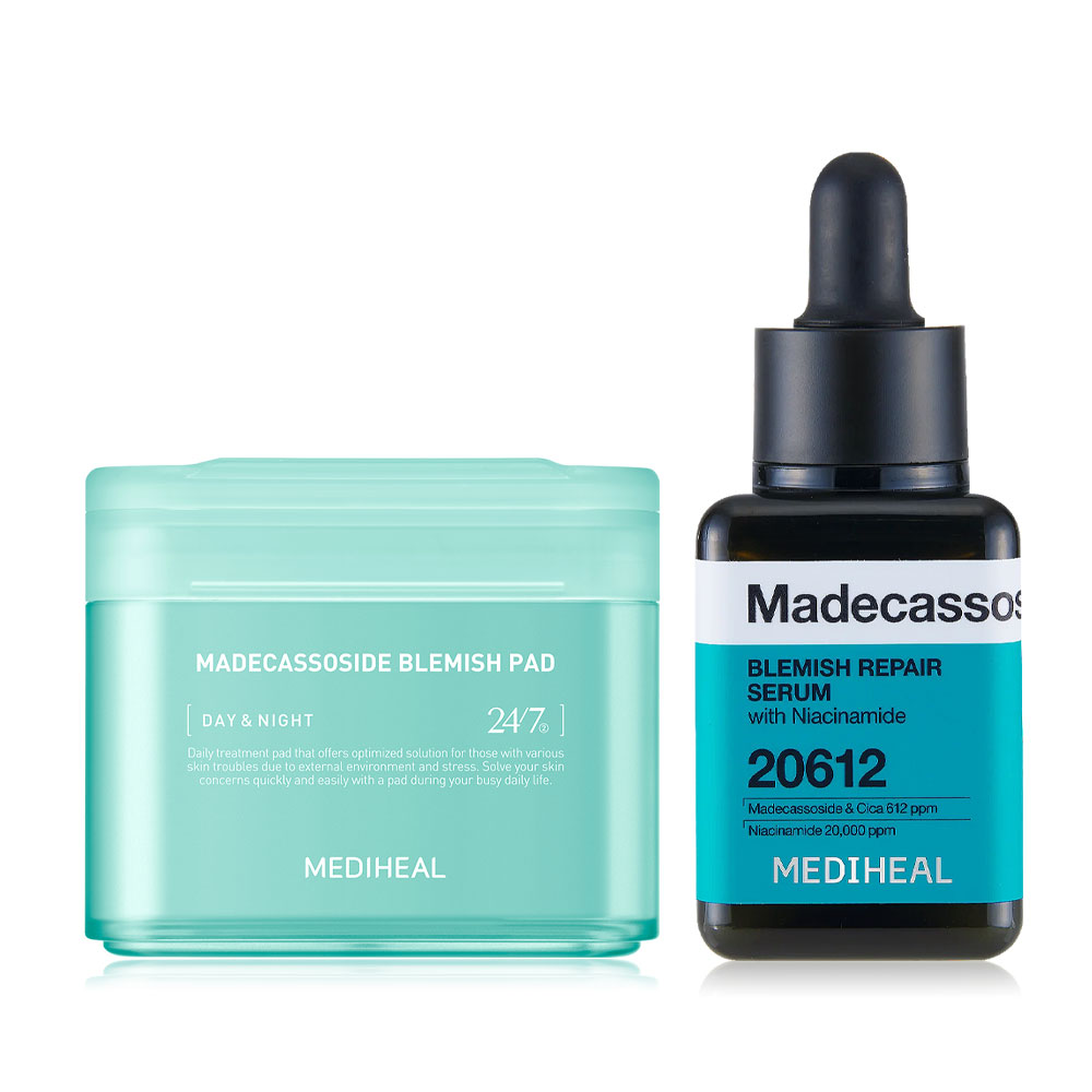 Mediheal Set 2 Item Mediheal Madecassoside Blemish Pad 170ml [100 Pads] + Mediheal Madecassoside Blemish Repair Serum 40ml