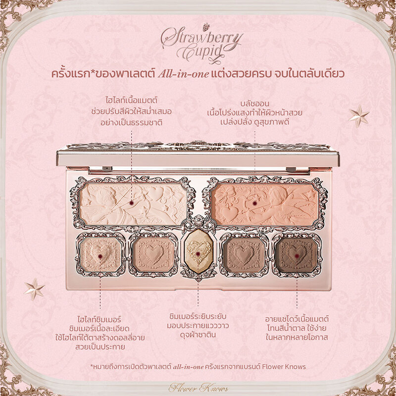 Flower Knows Strawberry Cupid Collection Make-Up Palette 14g #01 Honey Canelé