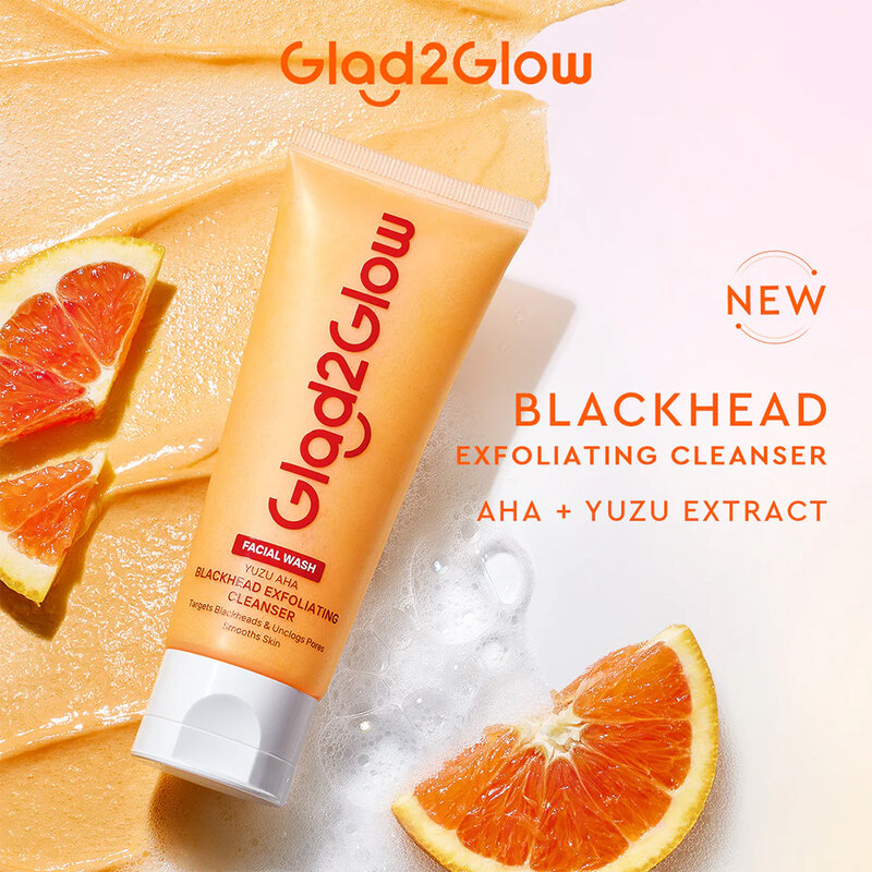 Glad2Glow Yuzu AHA Blackhead Smooth Exfoliating Cleanser 70ml