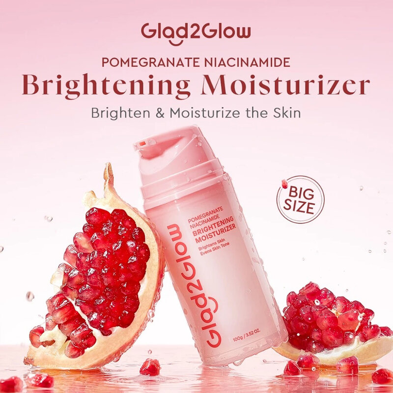 Glad2Glow Pomegranate 5% Niacinamide Brightening Moisturizer 100g