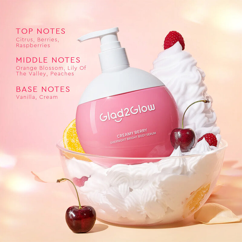 Glad2Glow Creamy Berry Overnight Bright Body Serum 300ml