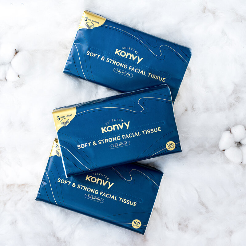 [Buy 4 Get 1] Konvy Soft & Strong Facial Tissue [100 Sheets x 4pcs]