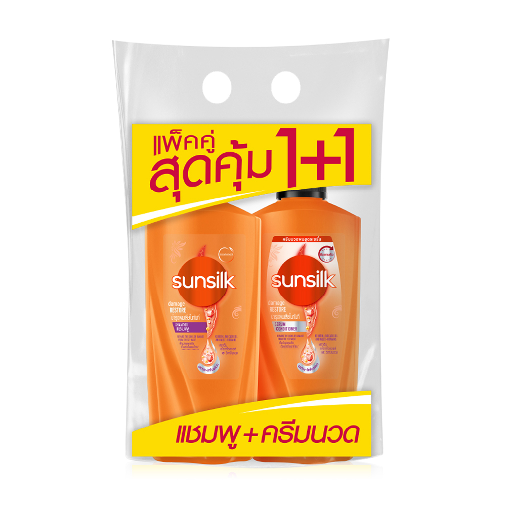 Sunsilk Set 2 Items Damage Restore Shampoo 325ml + Serum Conditioner 300ml