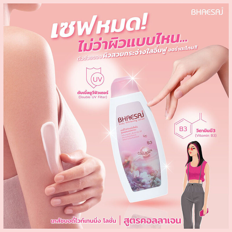 BHAESAJ Body Whitening Lotion Collagen 400ml [Free! Travel Size 45ml]