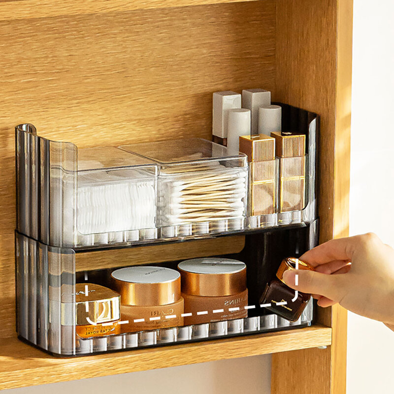 NaChuan Stackable Mirror Cabinet Storage Box Set A0699 #Transparent Grey