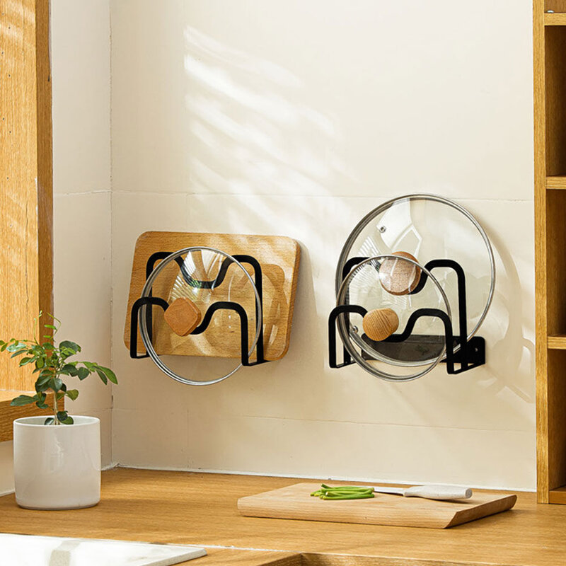 NaChuan Fashion Wall-Mounted Pot Lid Holder A0624 #Black