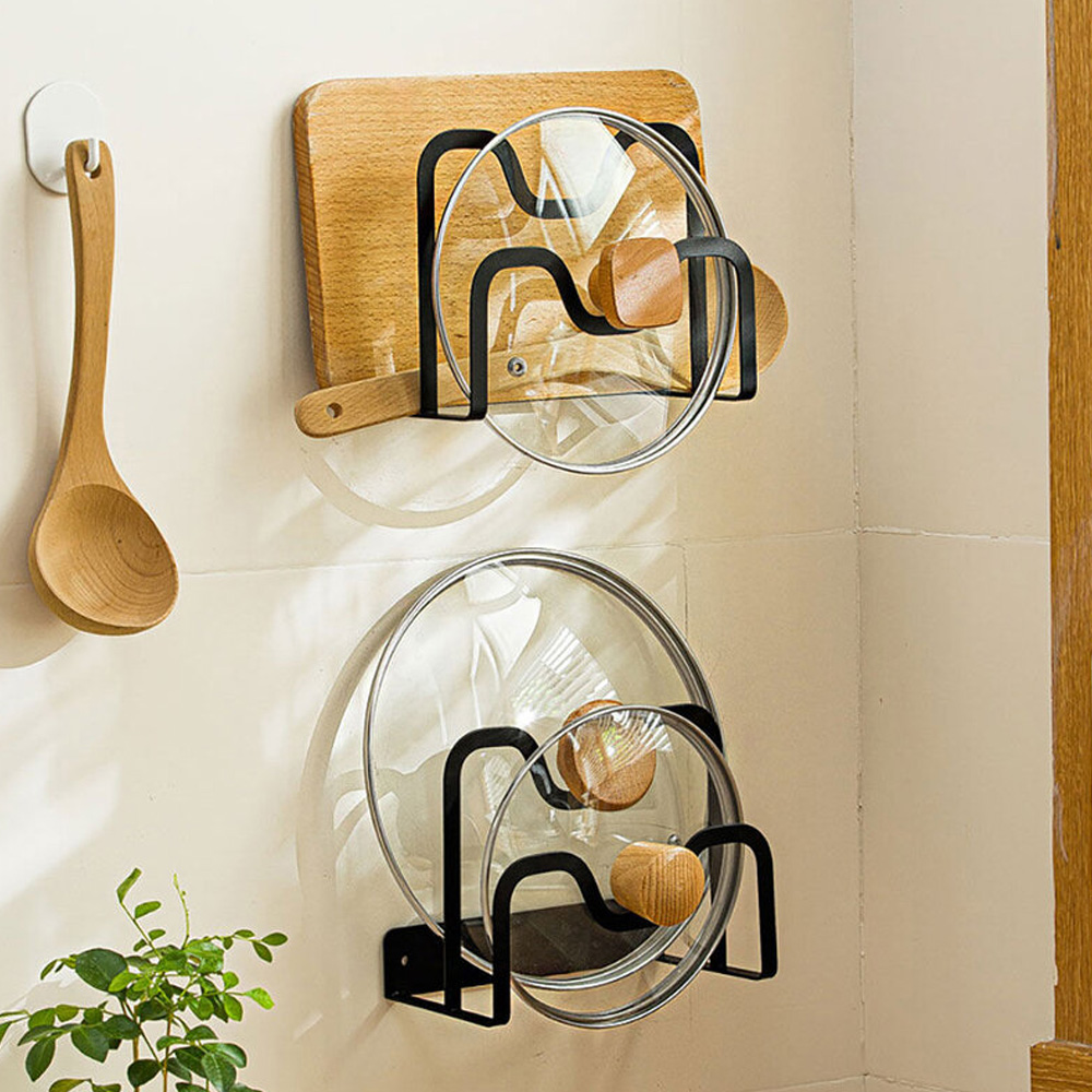 NaChuan Fashion Wall-Mounted Pot Lid Holder A0624 #Black