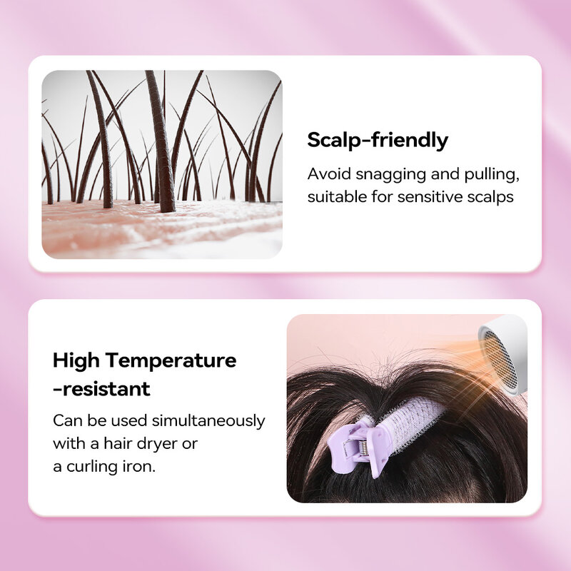 KVY Hair Curlers & Positioning Hair Clips Set #Pink