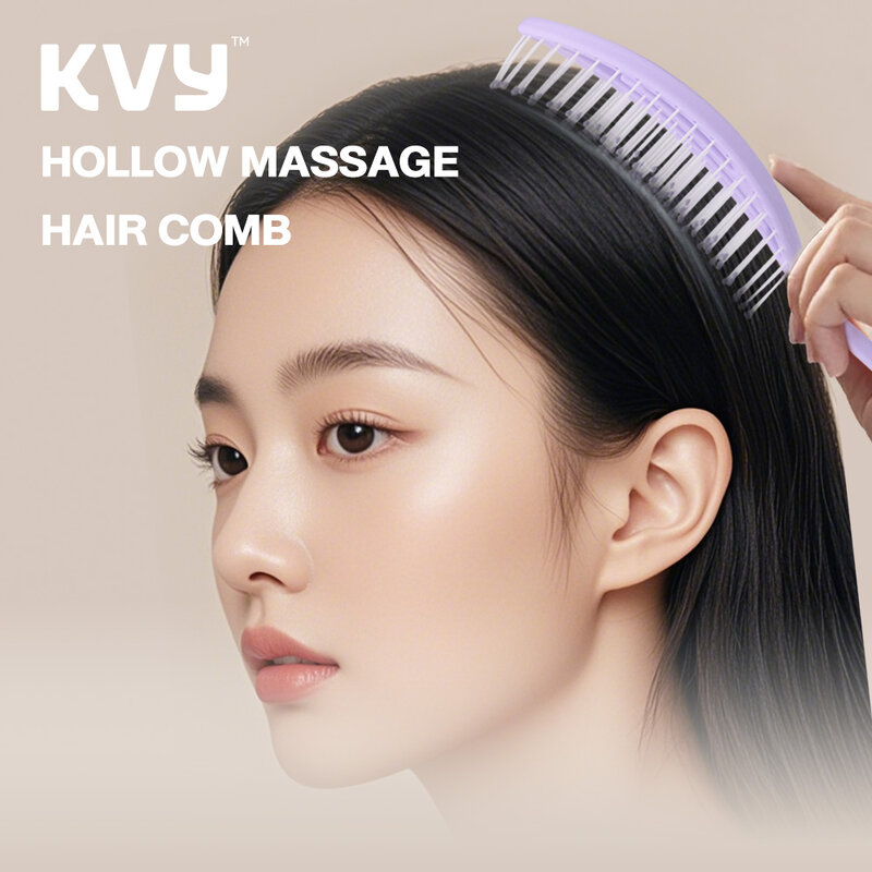 KVY Hollow Massage Hair Comb #Light Pink