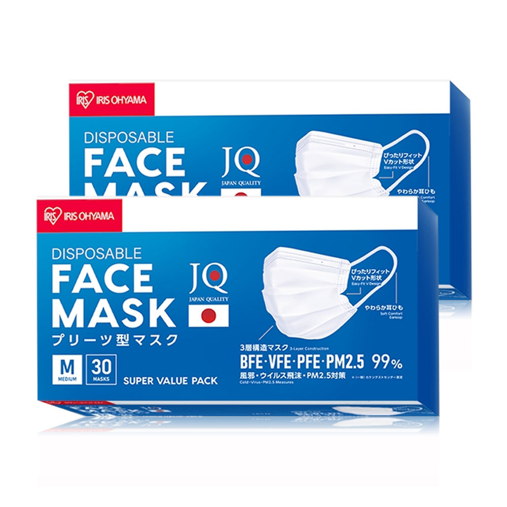 IRIS OHYAMA Disposable Face Mask Size M [30pcs x 2pcs]