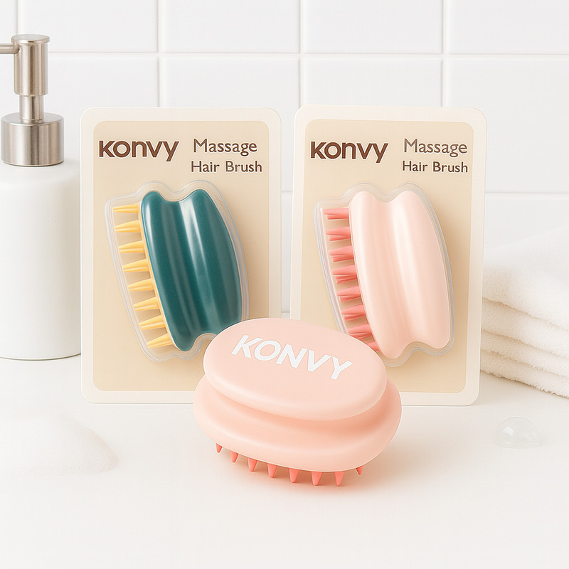[Free Gift] Konvy Massage Shampoo Hair Brush #Pink