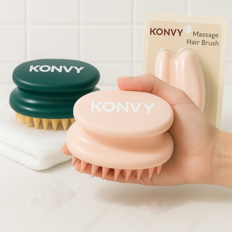 [Free Gift] Konvy Massage Shampoo Hair Brush #Pink