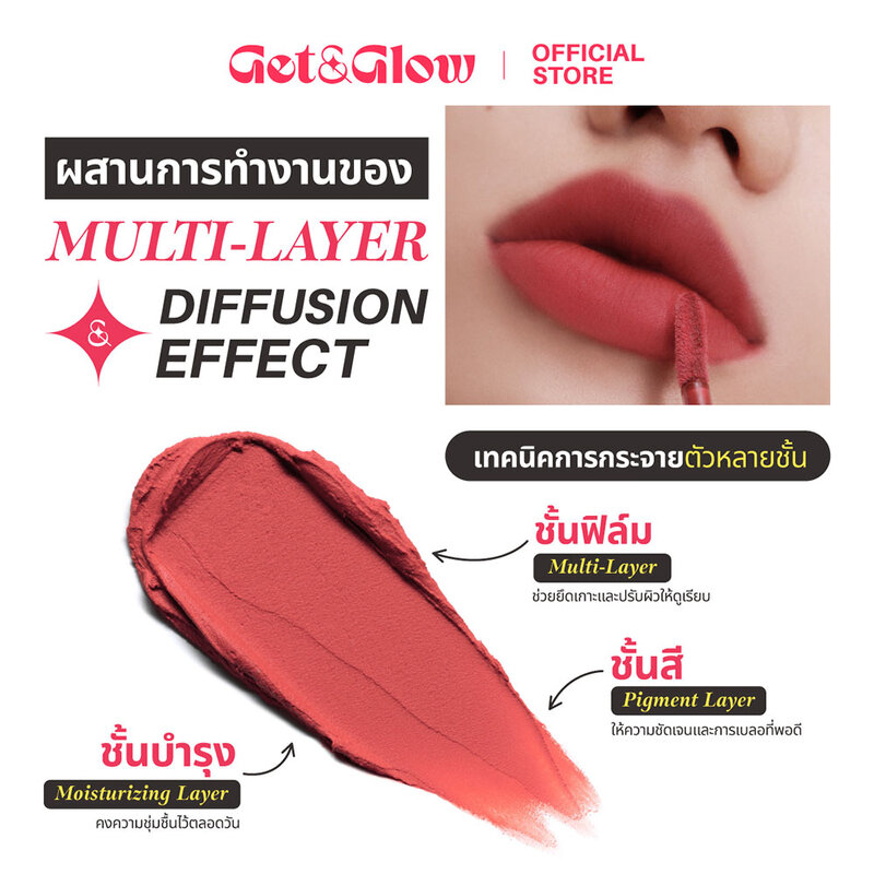 Get&Glow Soft Focus Mousse Lip Sachet 2ml #01 Peach Mochi