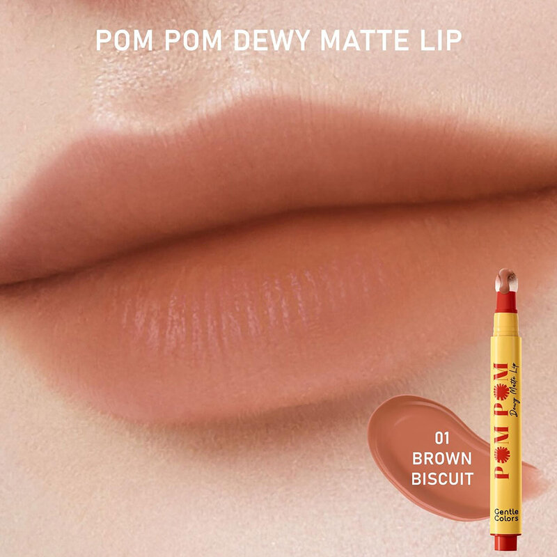 Gentle Colors Pom Pom Dewy Matte Lip 2.5g #01 Brown Biscuit