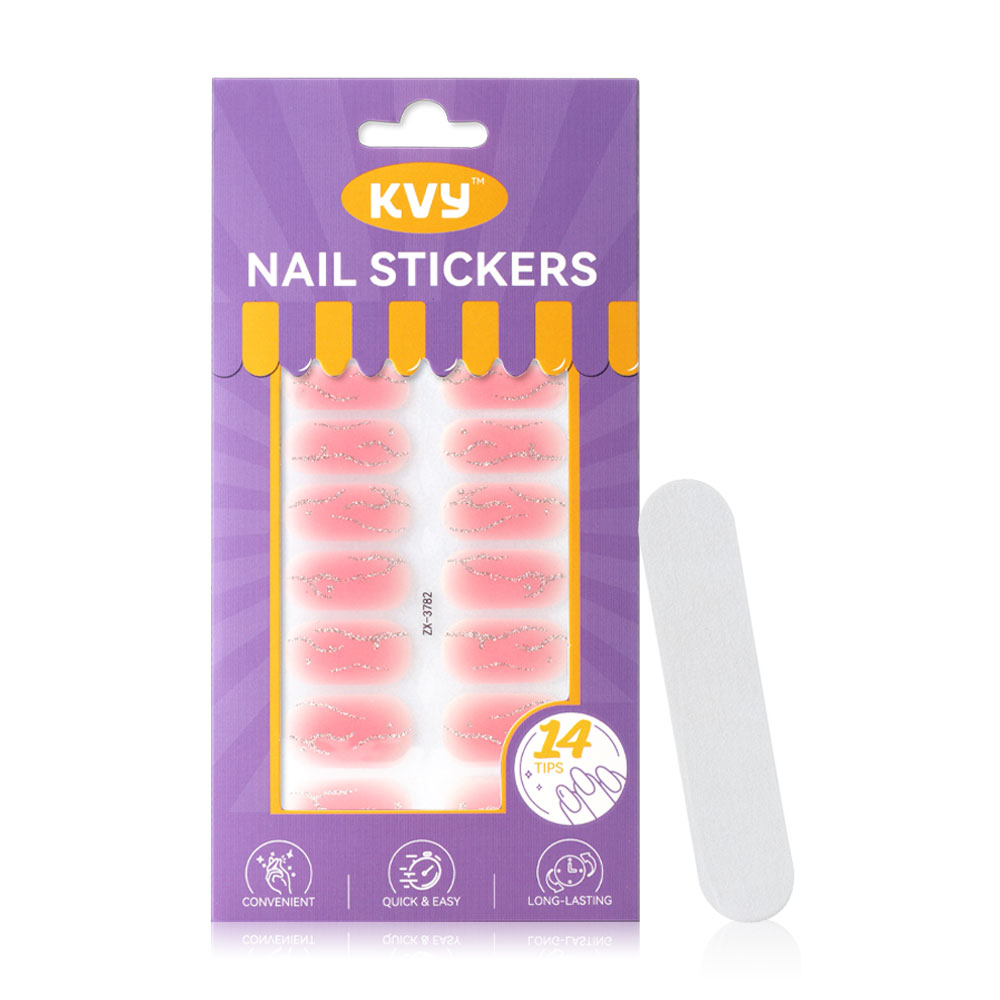 KVY Nail Stickers 14Tips #ZX-3782 Pink Crack