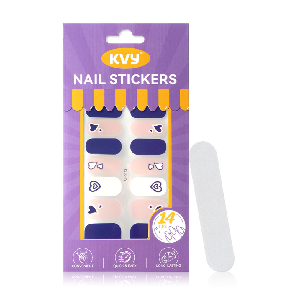 KVY Nail Stickers 14Tips #ZJ-0323 Purple Heart