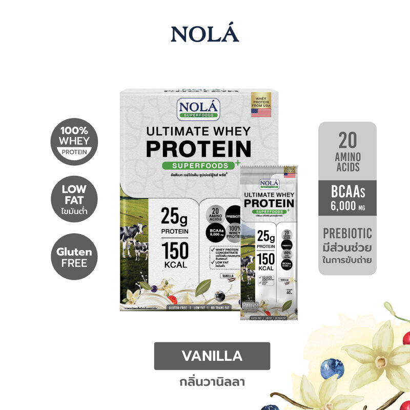 Nola Ultimate Whey Protein Powder Vanilla Flavor [40g x 7 Sachets]