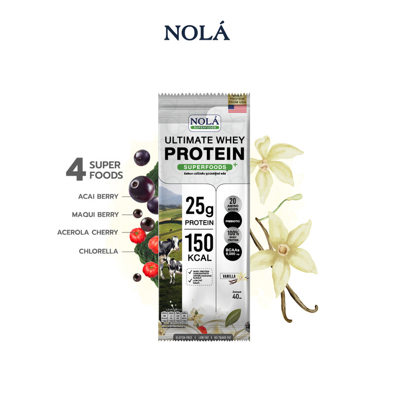 Nola Ultimate Whey Protein Powder Vanilla Flavor [40g x 7 Sachets]