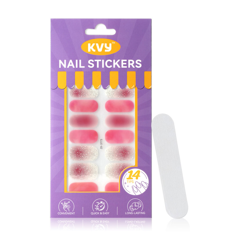 KVY Nail Stickers 14Tips #ZX-3773 Rose Glitter