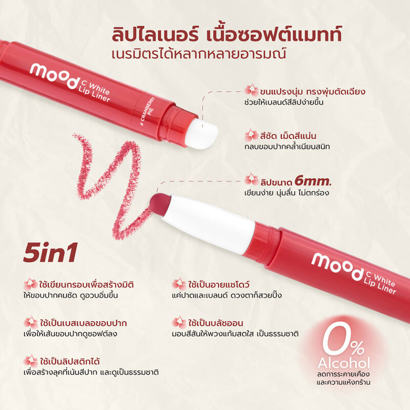 Lip It Mood C White Lip Liner 0.55g #02 Grapefruit Tart